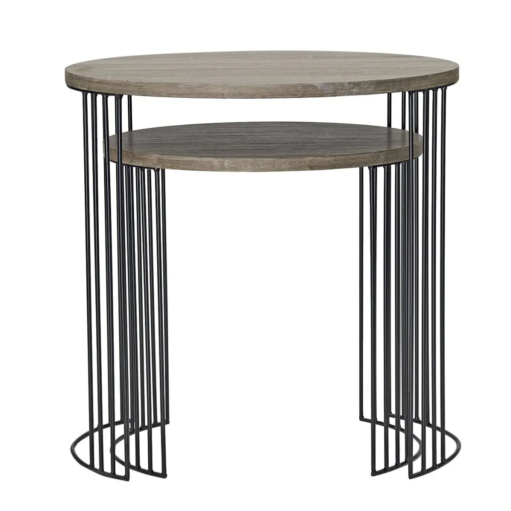 Drum Nest of 2 Oak Tables