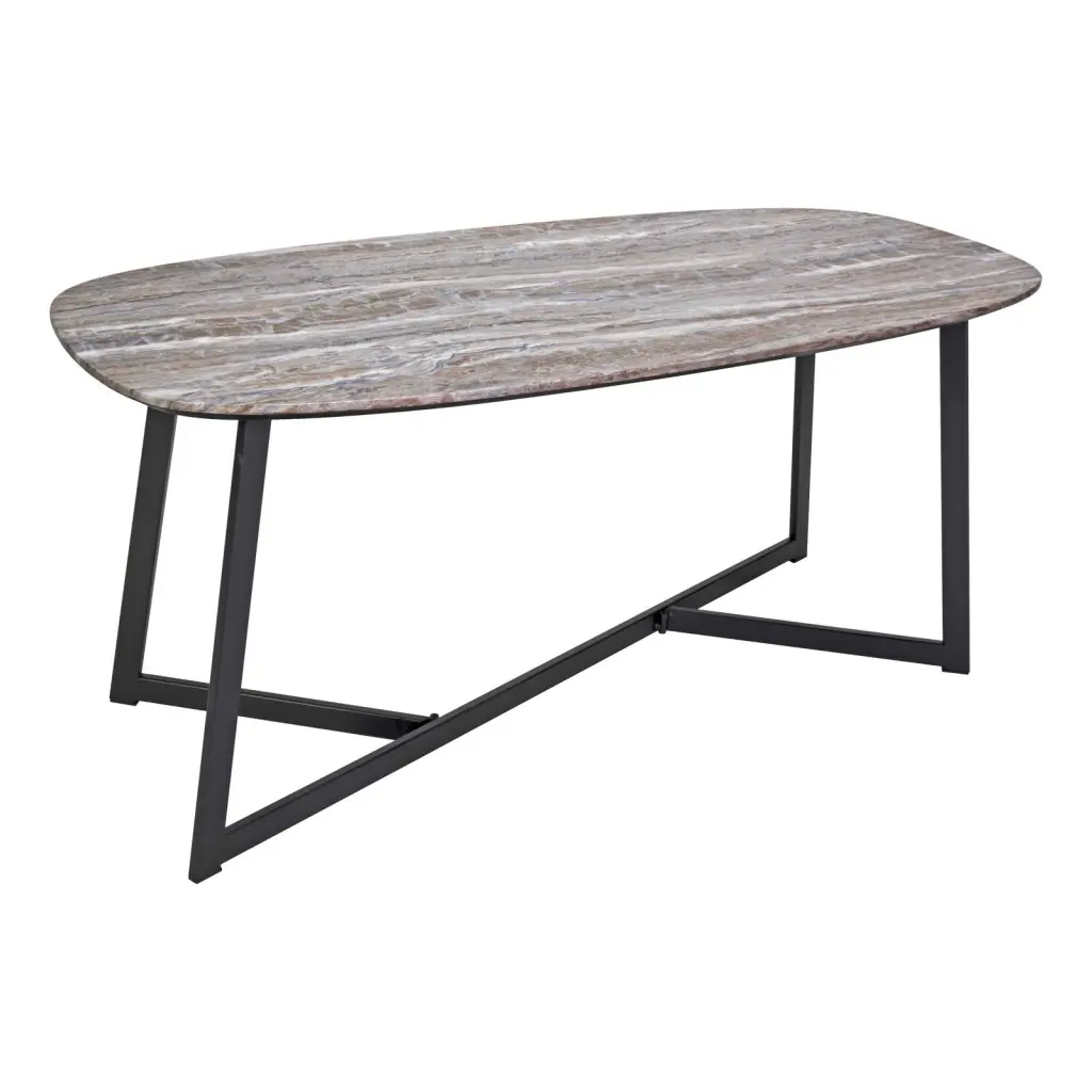 Brown Stone & Matt Black Coffee Table