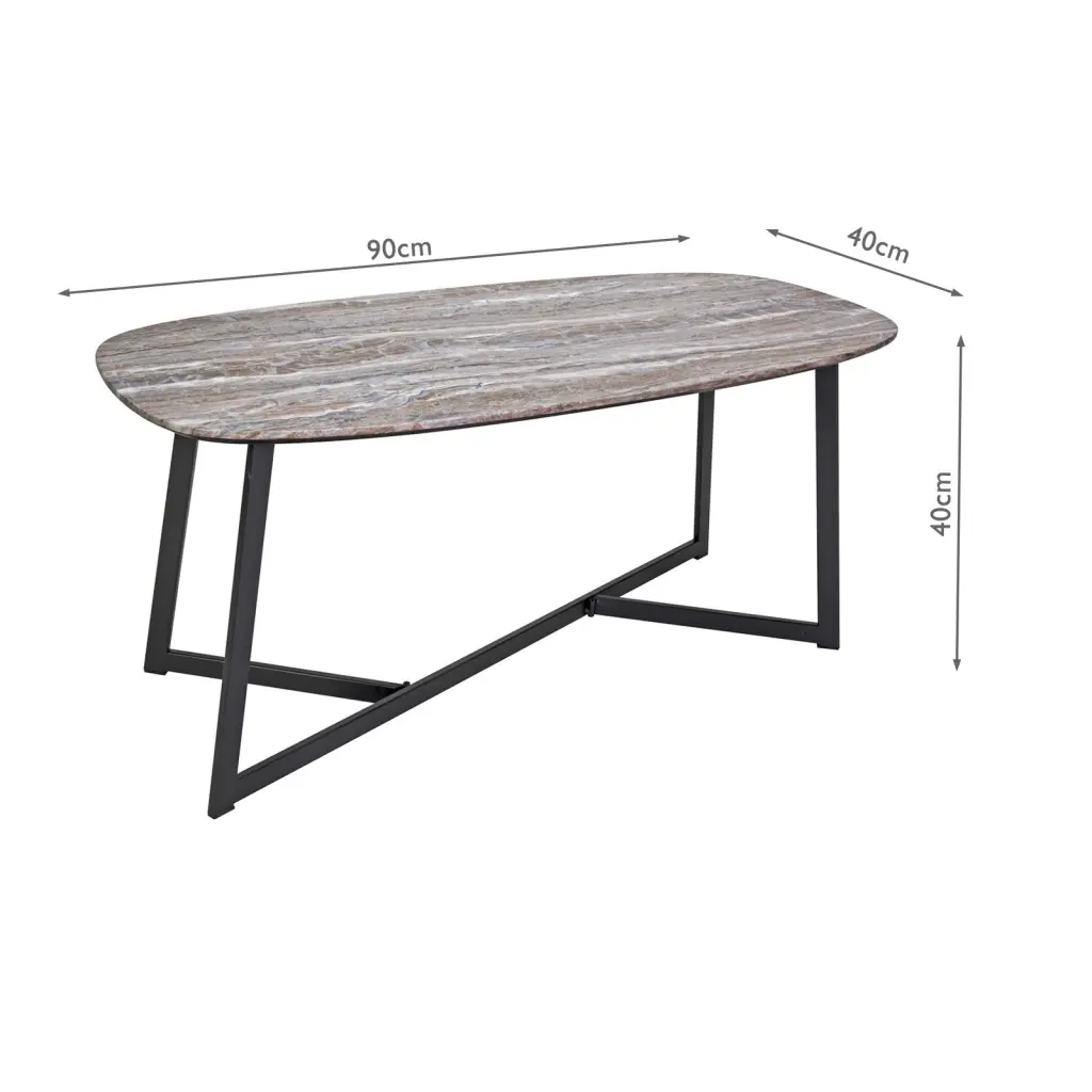 Brown Stone & Matt Black Coffee Table