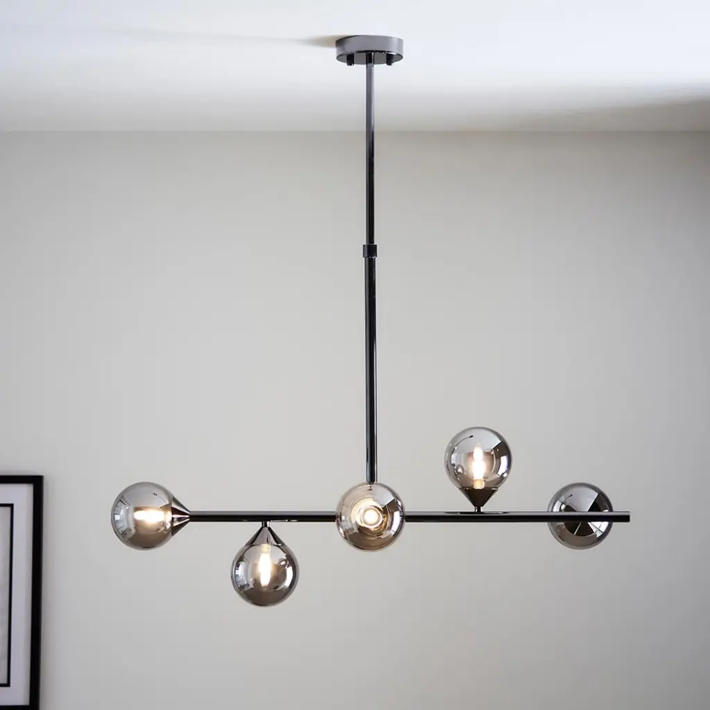 Eve Black Linear Pendant C/W Smoked Shades