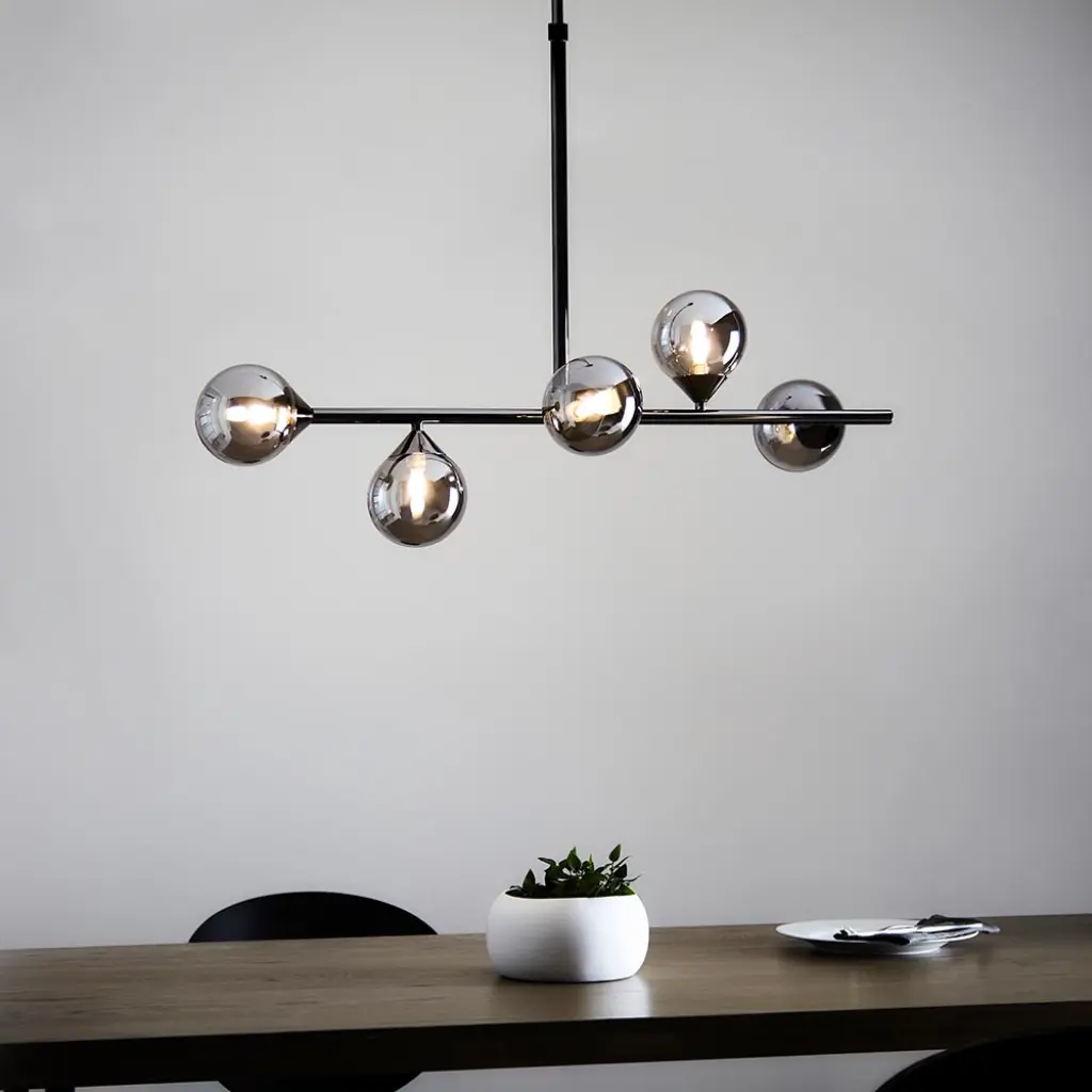Eve Black Linear Pendant C/W Smoked Shades