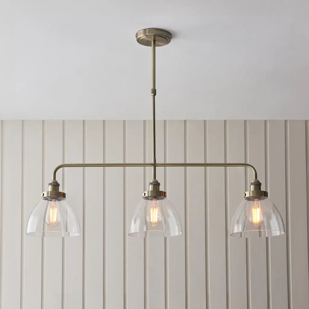 Hansen 3 Light Bar Linear Pendant in Antique Brass