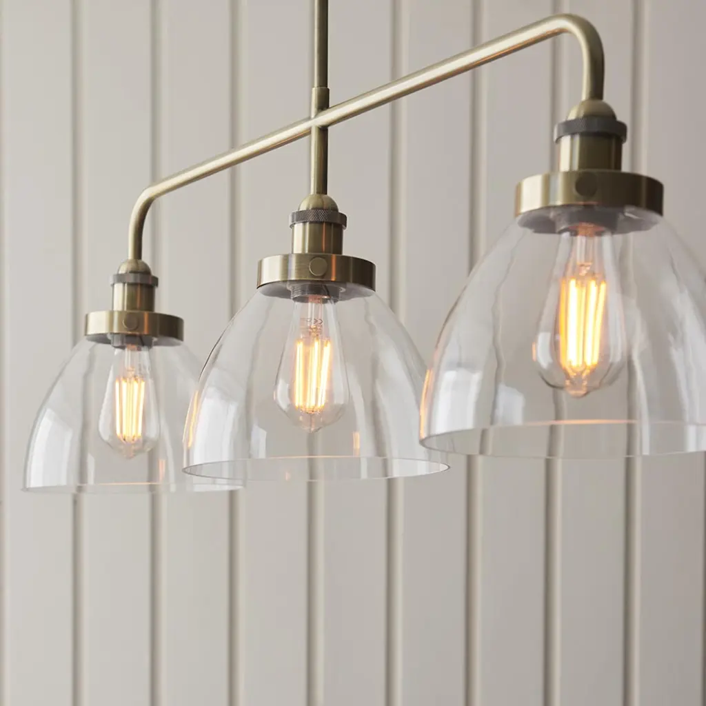 Hansen 3 Light Bar Linear Pendant in Antique Brass