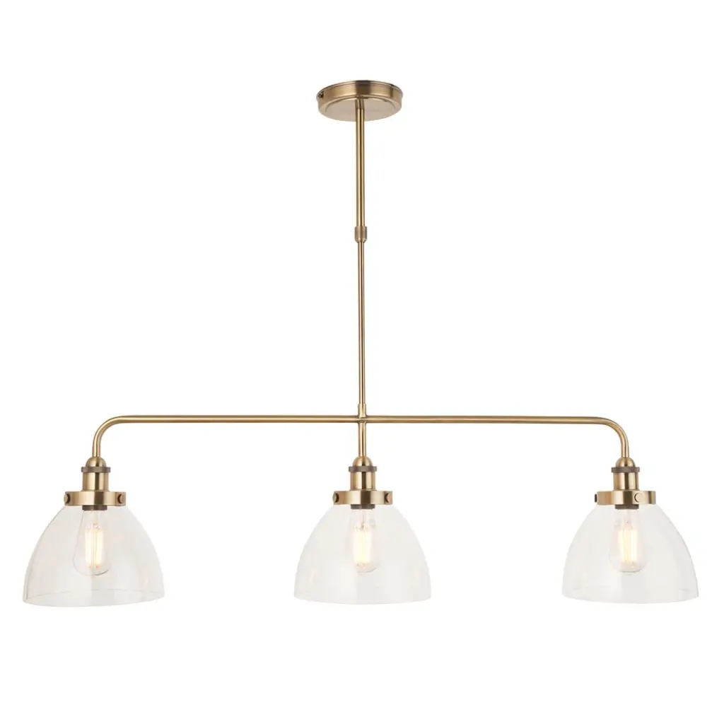 Hansen 3 Light Bar Linear Pendant in Antique Brass