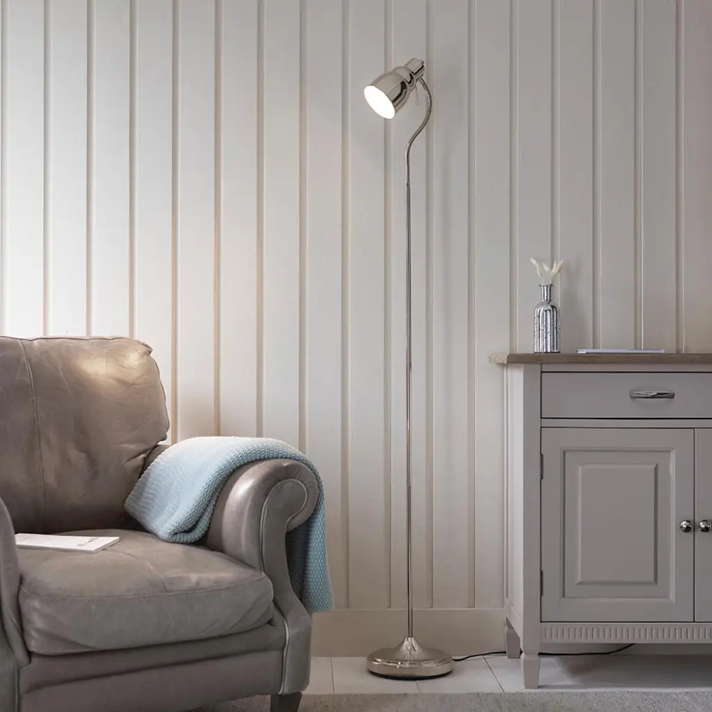 Classic Flexi Floor Lamp in Bright Nickel