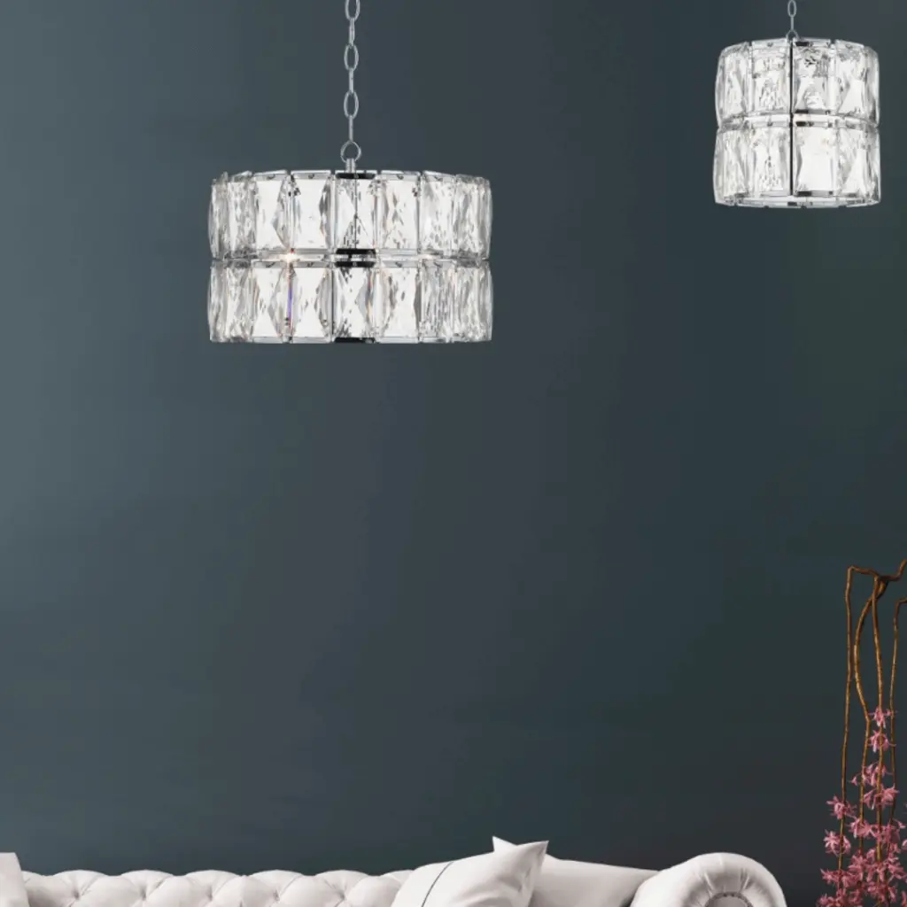 Aurora 1 Light Crystal Pendant Polished Chrome