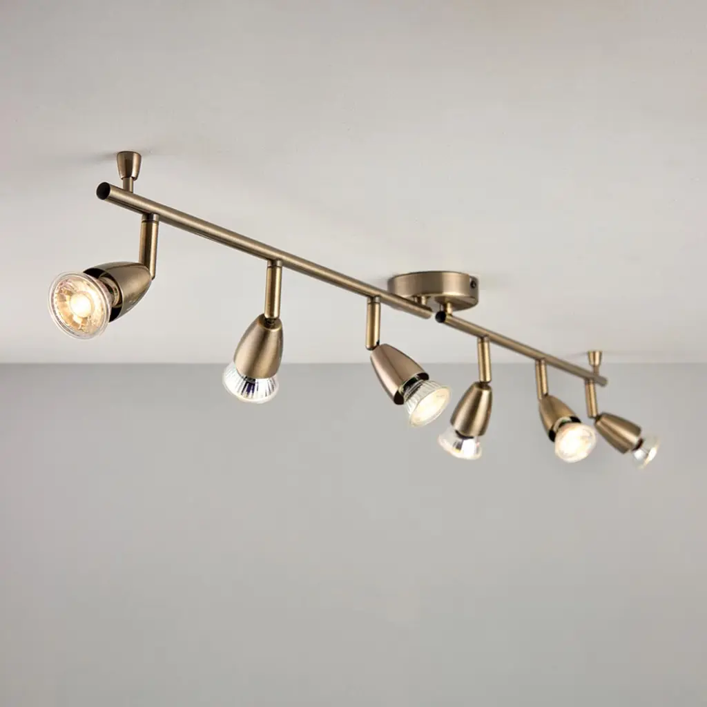 Amalfi 6 Light Spotlight Bar in Antique Brass