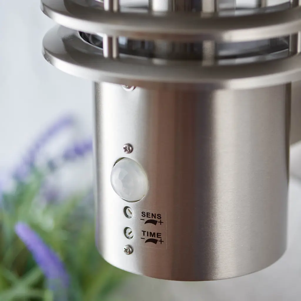 Louvre PIR Stainless Steel Wall Light IP44