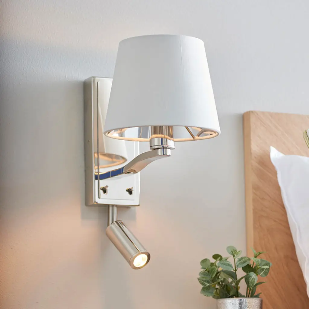 Harvey Wall and Spot Light in Nickel C/W Shade
