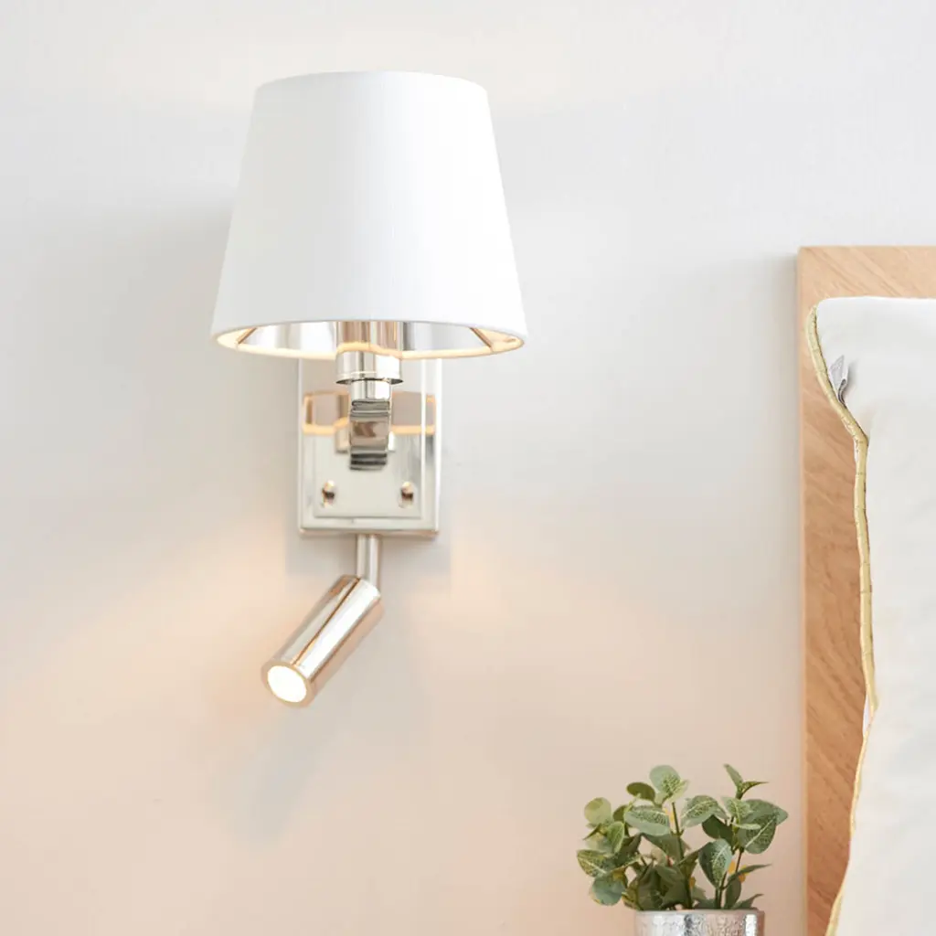 Harvey Wall and Spot Light in Nickel C/W Shade