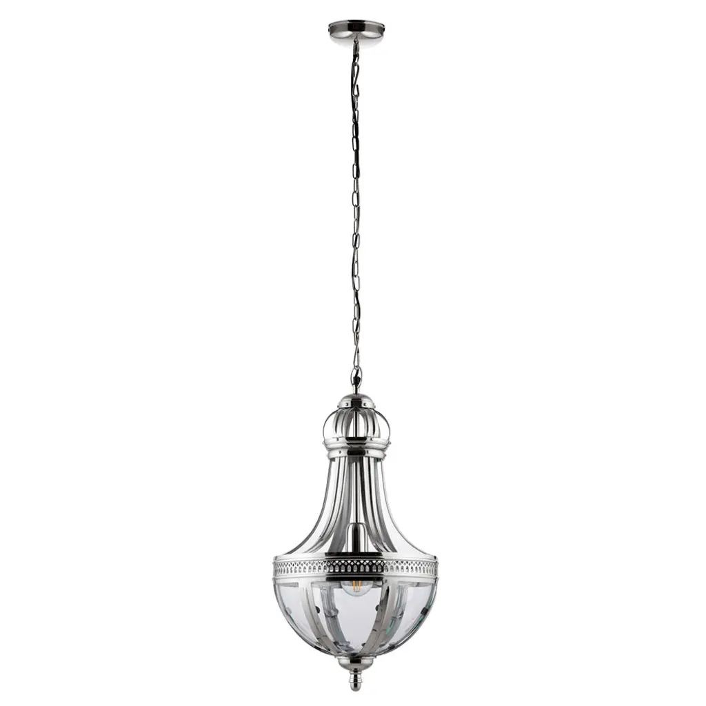 Vienna 1 Light Bright Nickle Pendant