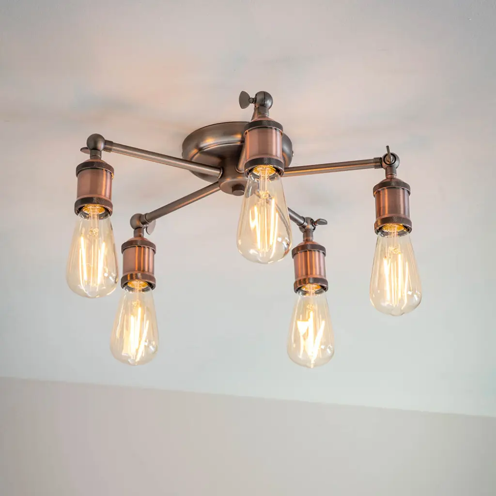Hal 5 Light Semi Flush in an Aged Copper Finish