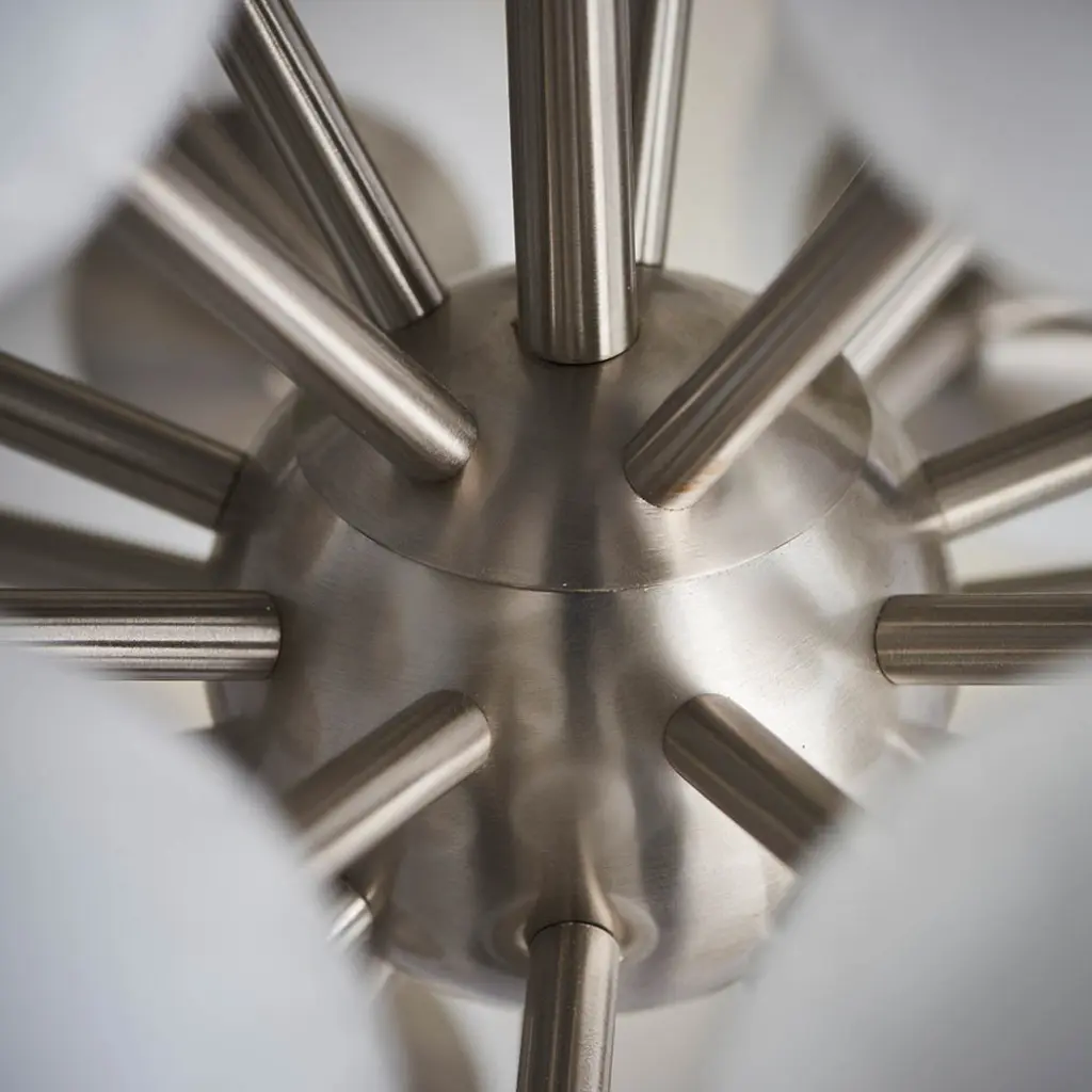 Oscar 28 Light Pendant in Satin Nickel with Gloss White Glass