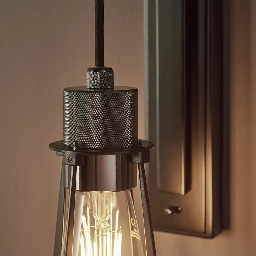 Industrial Black & Chrome Wall Light