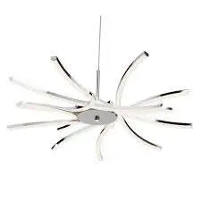 8 Light LED Ceiling Pendant, Curved Chrome Arms