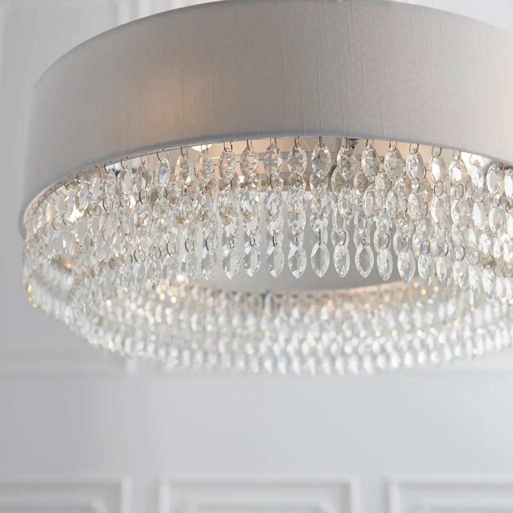 Malmesbury 6 Light Pendant in Polished Chrome C/W Silver Grey