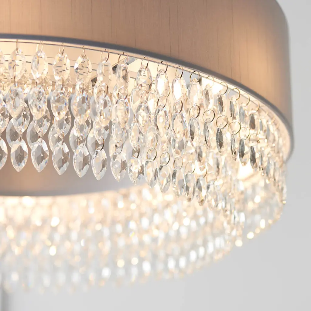 Malmesbury 6 Light Pendant in Polished Chrome C/W Silver Grey