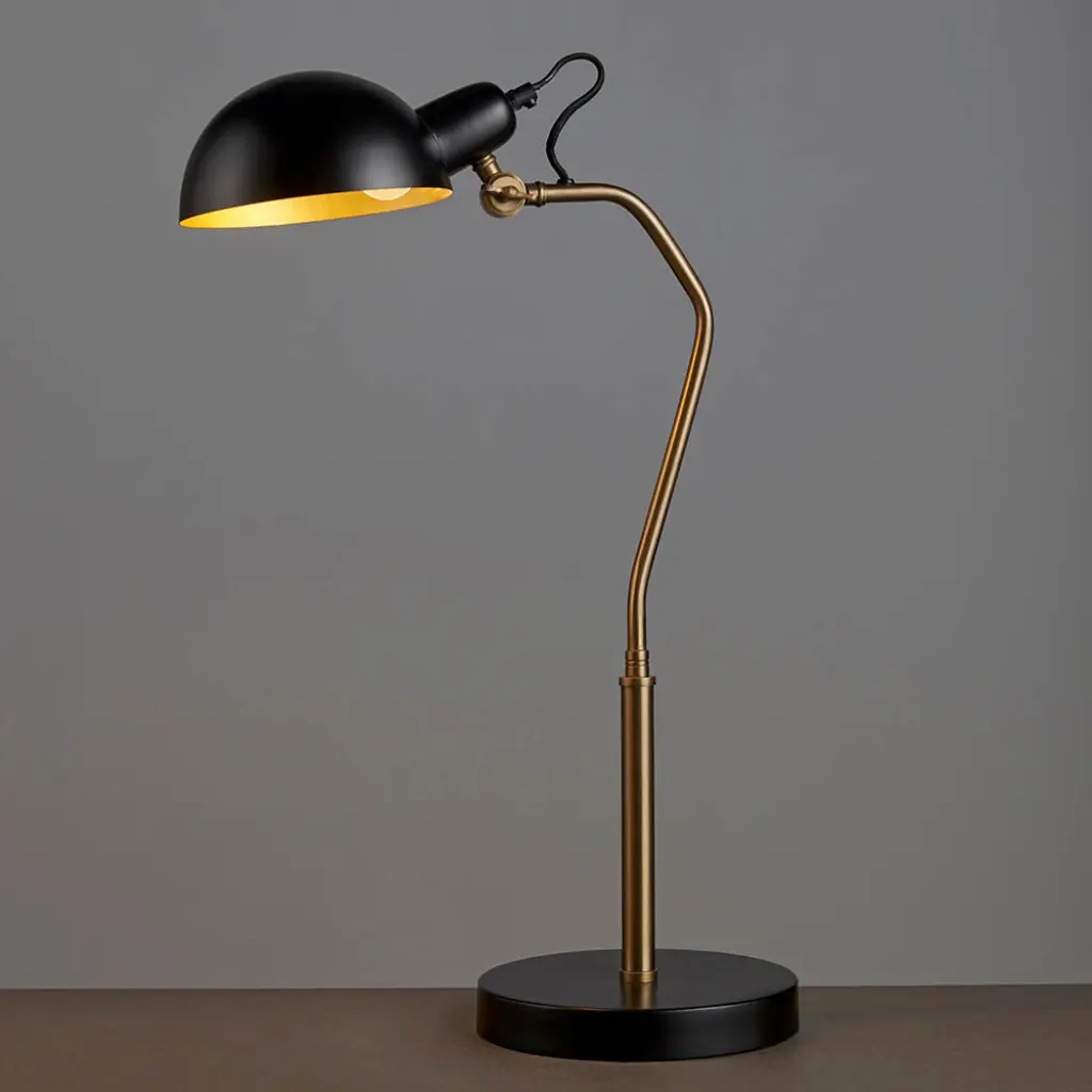 Largo Table Lamp in Satin Black & Aged Brass Finish