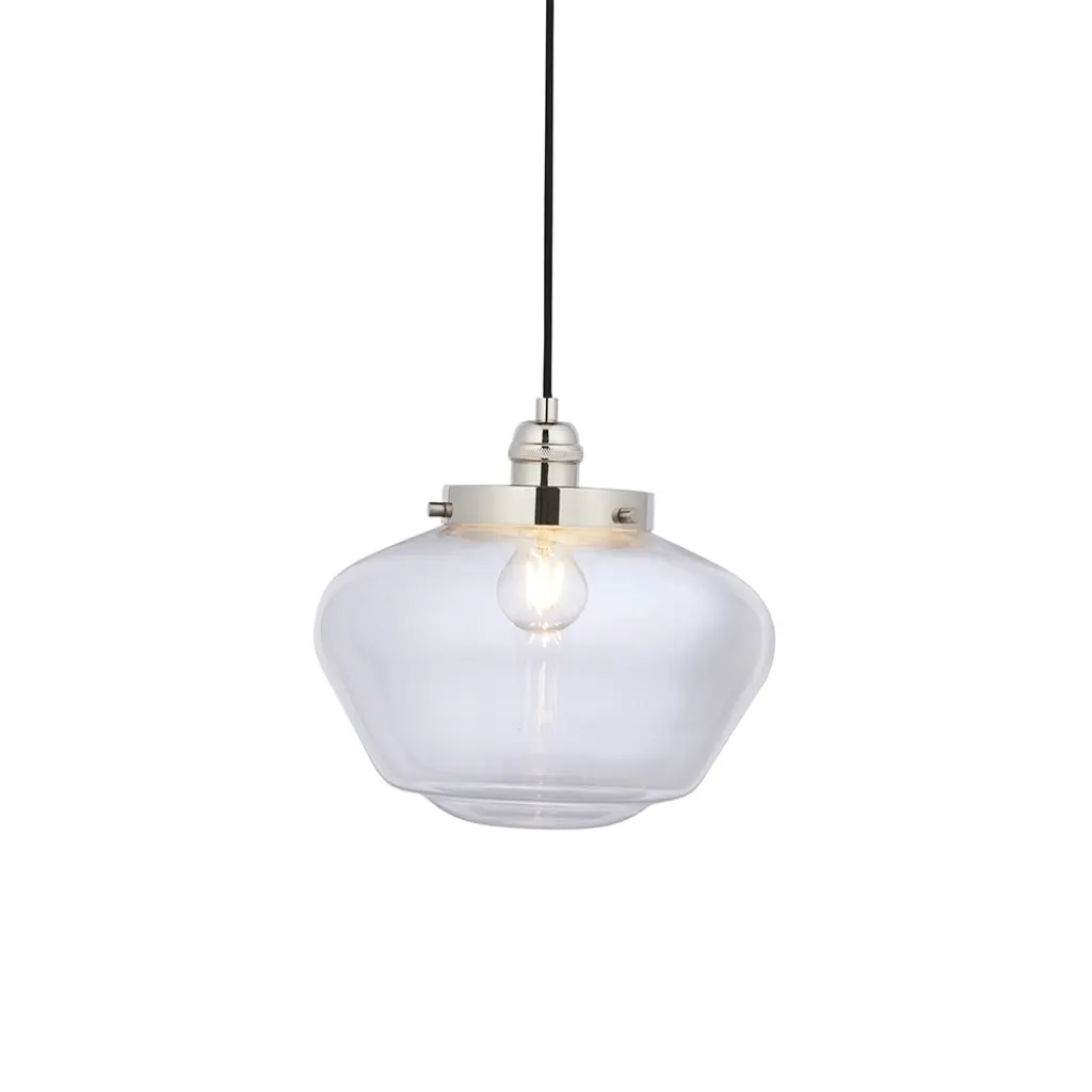 Camberley Polished Nickel & Glass Pendant