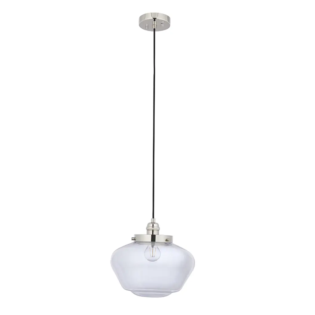 Camberley Polished Nickel & Glass Pendant