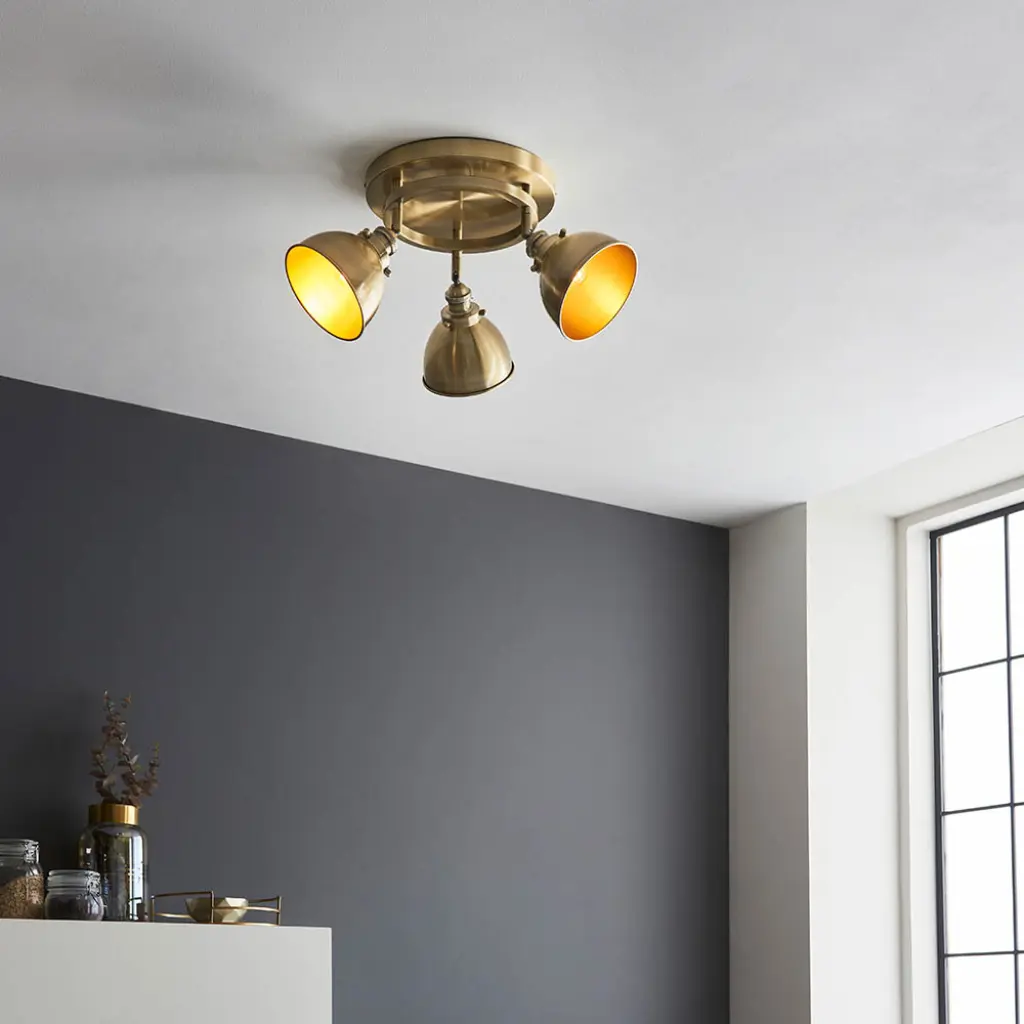 Wyatt 3 Light Round Spotlight in Antique Brass