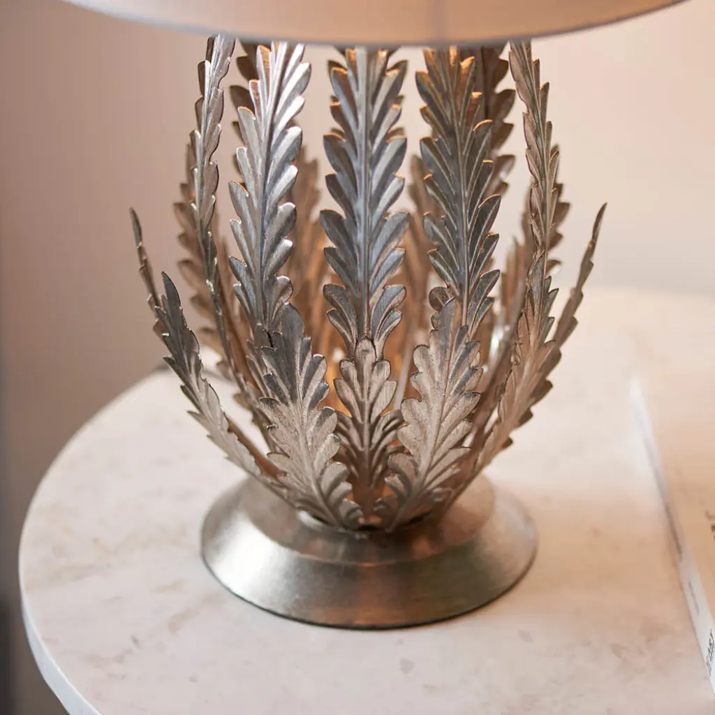 Delphine Silver Leaf Table Lamp C/W Shade