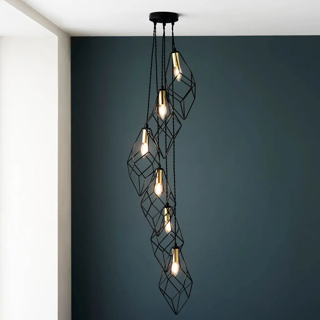 Jaxon Cluster Pendant in Black & Gold