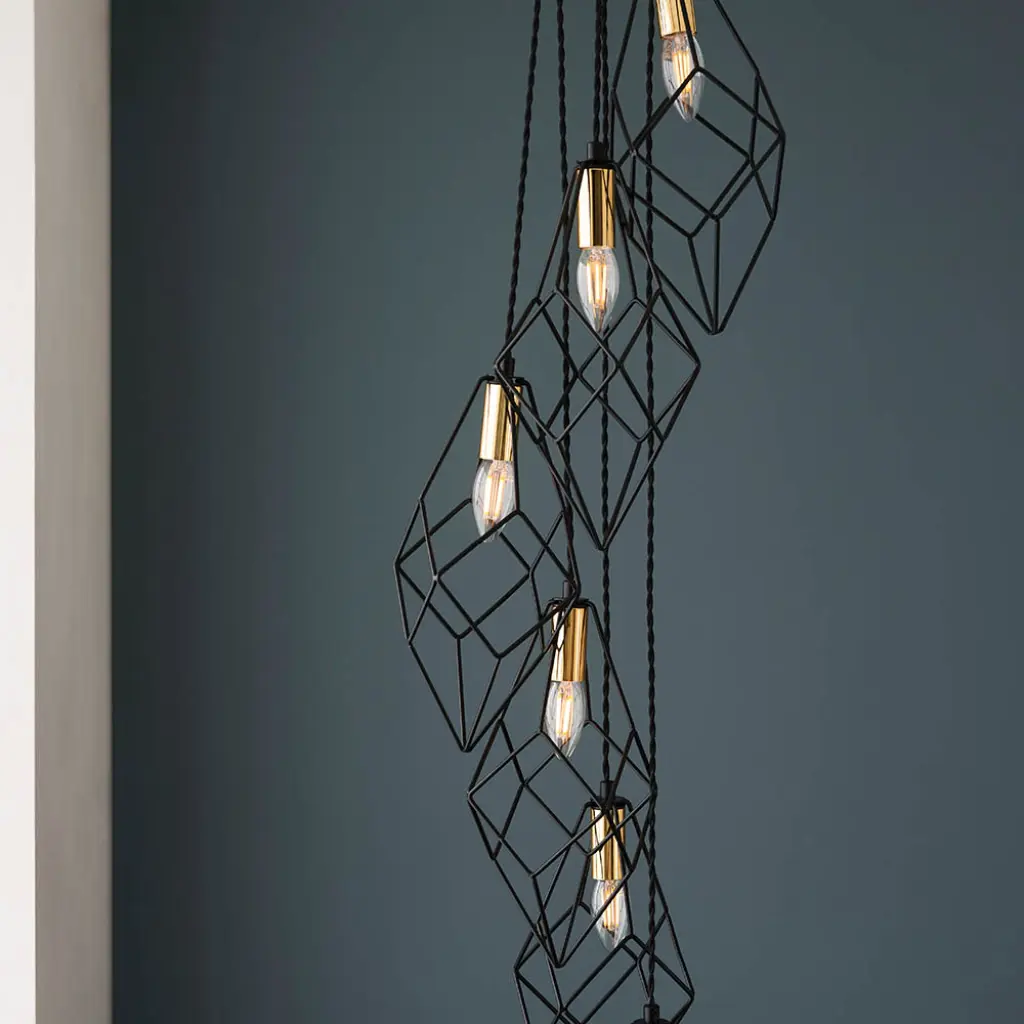 Jaxon Cluster Pendant in Black & Gold