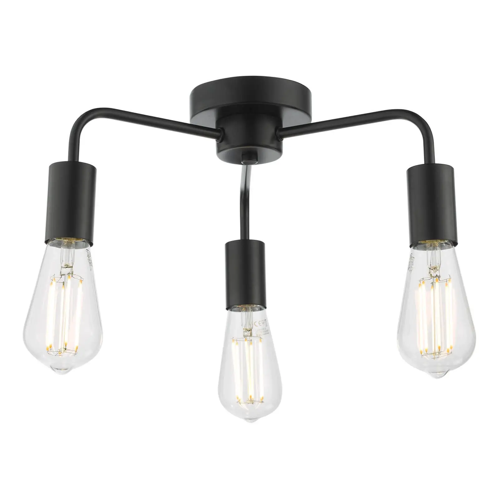 Dena 3 Light Semi Flush Fitting in Matt Black