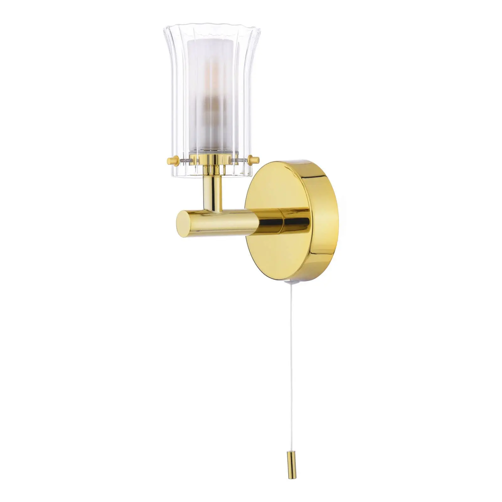 Elba Bathroom Wall Light Polished Gold Glass IP44