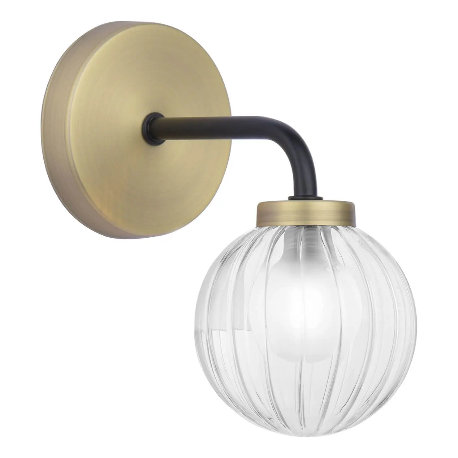 Gibbs Single Antique Brass &amp; Black Wall Light