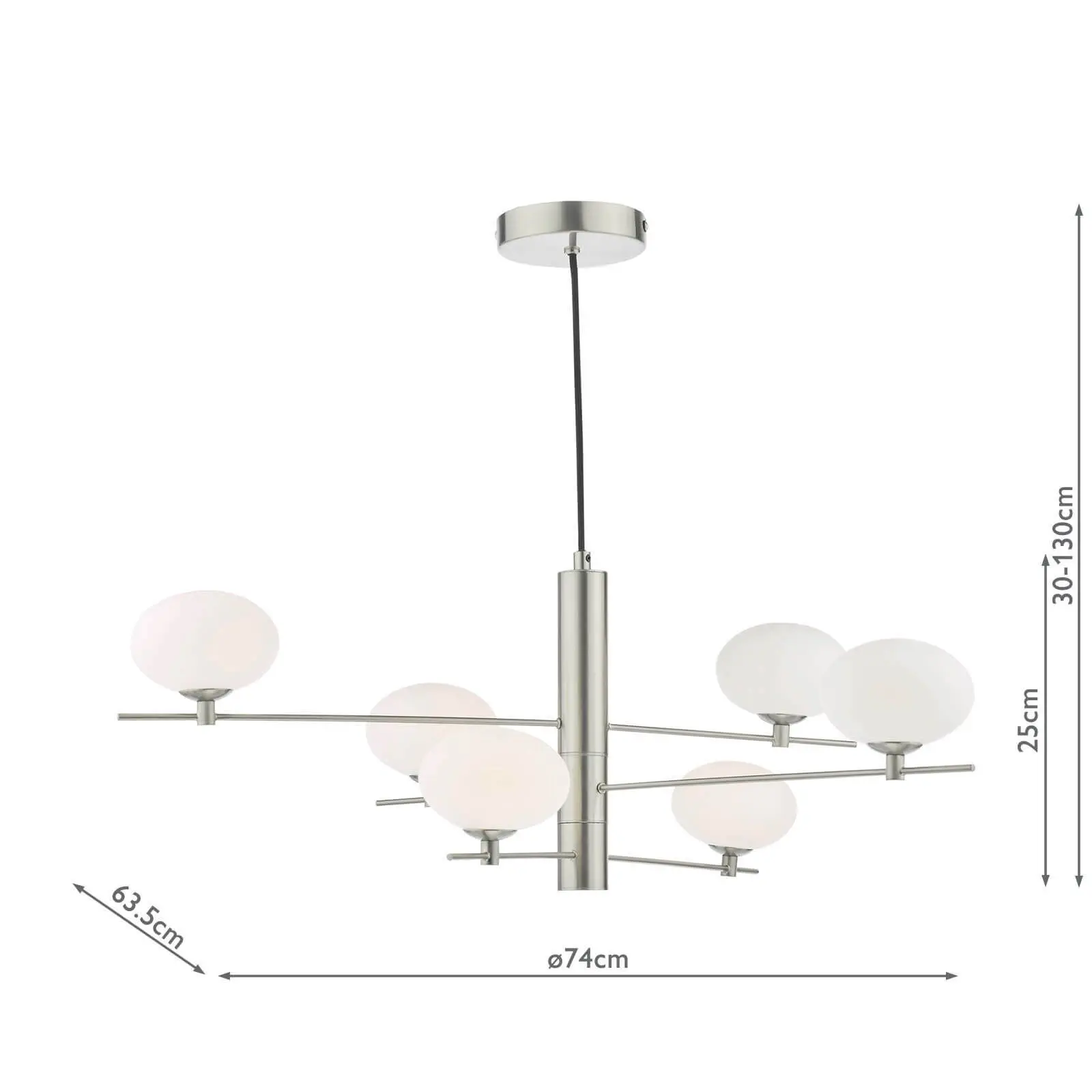 Jasper 6 Light Satin Nickel Pendant