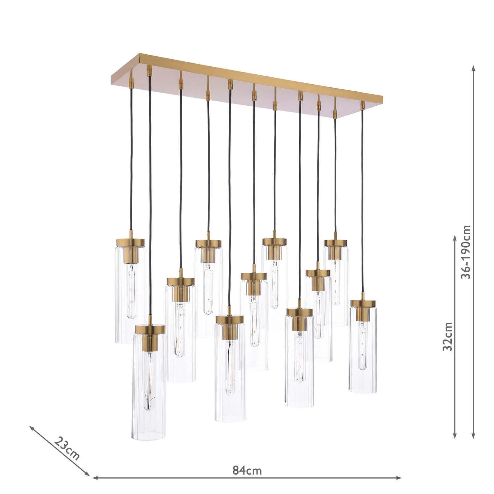 Jodelle 11 Light Polished Bronze Bar Pendant