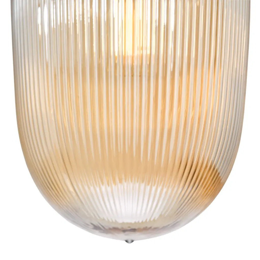 Abrielle Single Pendant in Bronze C/W Amber Ribbed Glass