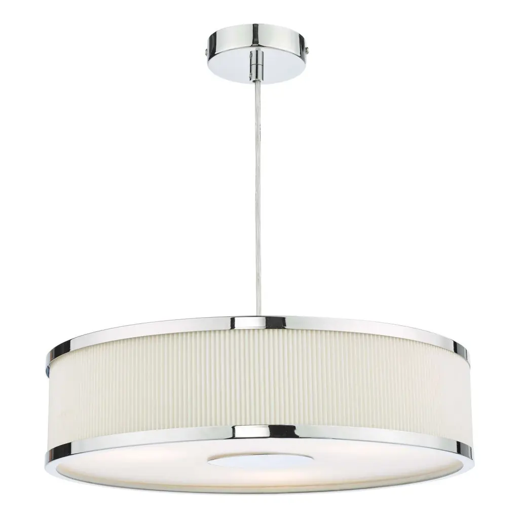 Alvaro 3 Light Pendant in Polished Chrome with Ivory Detail