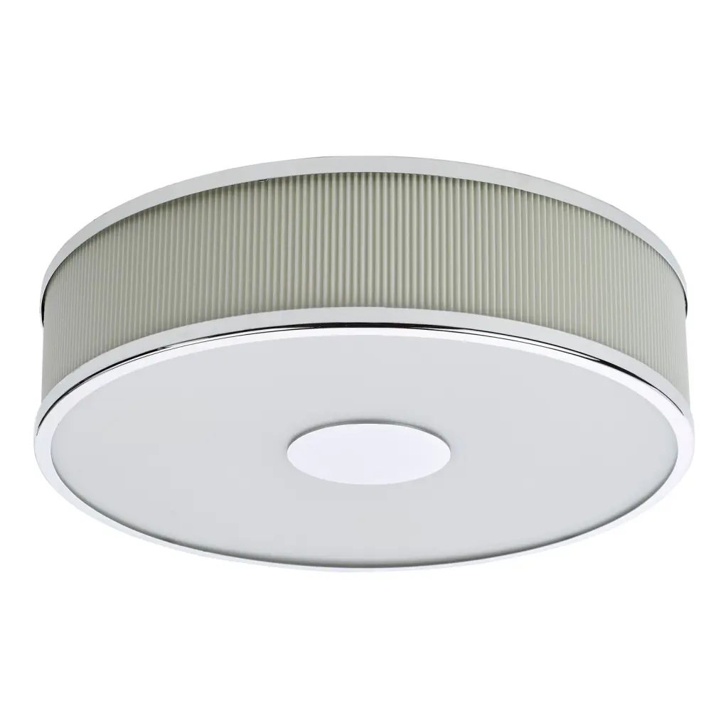 Alvaro Polished Chrome 3 Light Flush Fitting C/W Ivory Shade