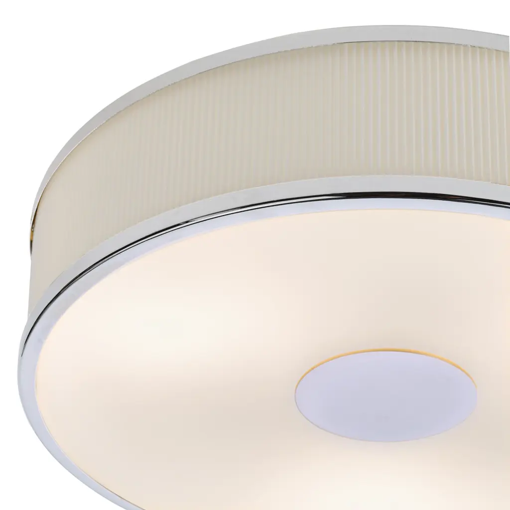 Alvaro Polished Chrome 3 Light Flush Fitting C/W Ivory Shade