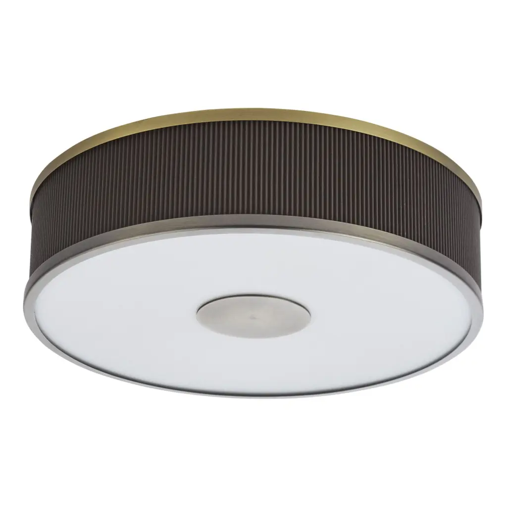 Alvaro Antique Bronze 3 Light Flush Fitting C/W Brown Shade