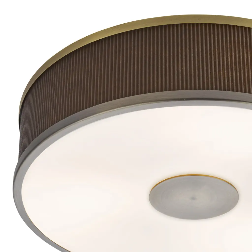 Alvaro Antique Bronze 3 Light Flush Fitting C/W Brown Shade