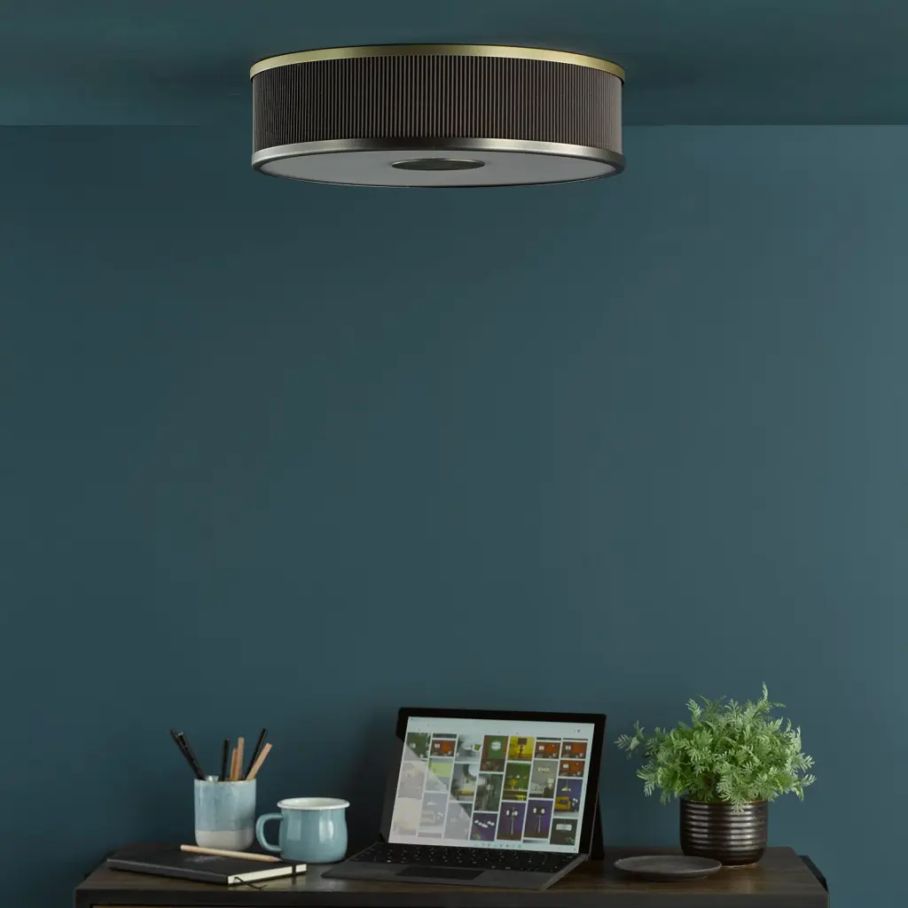 Alvaro Antique Bronze 3 Light Flush Fitting C/W Brown Shade