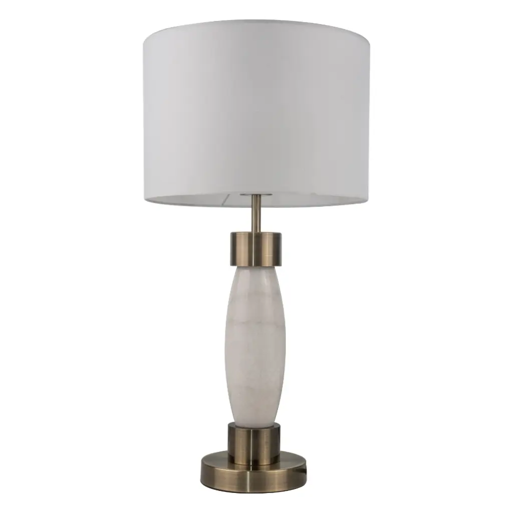 Amelia Antique Brass & Marble Table Lamp C/W Shade
