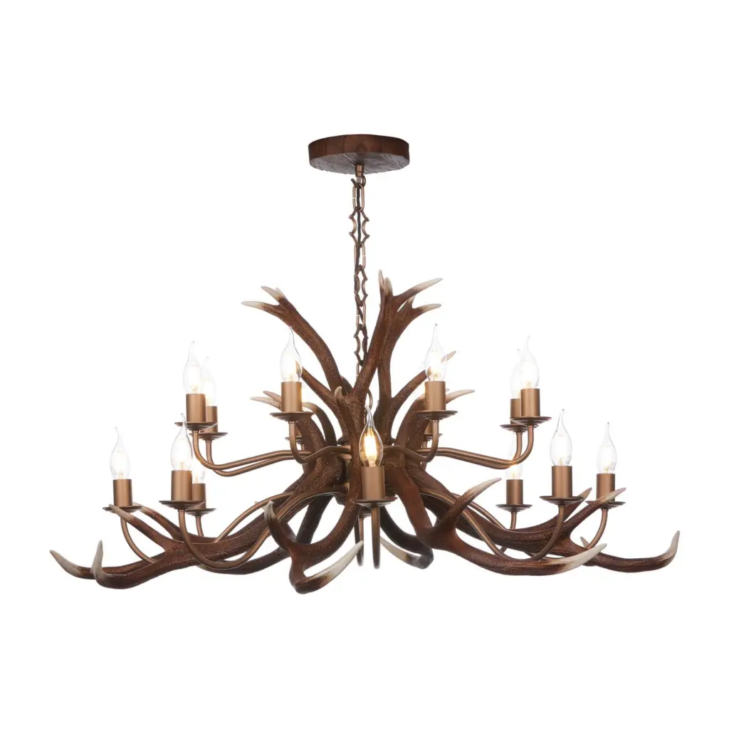 Antler 16 light Pendant in Rustic Finish
