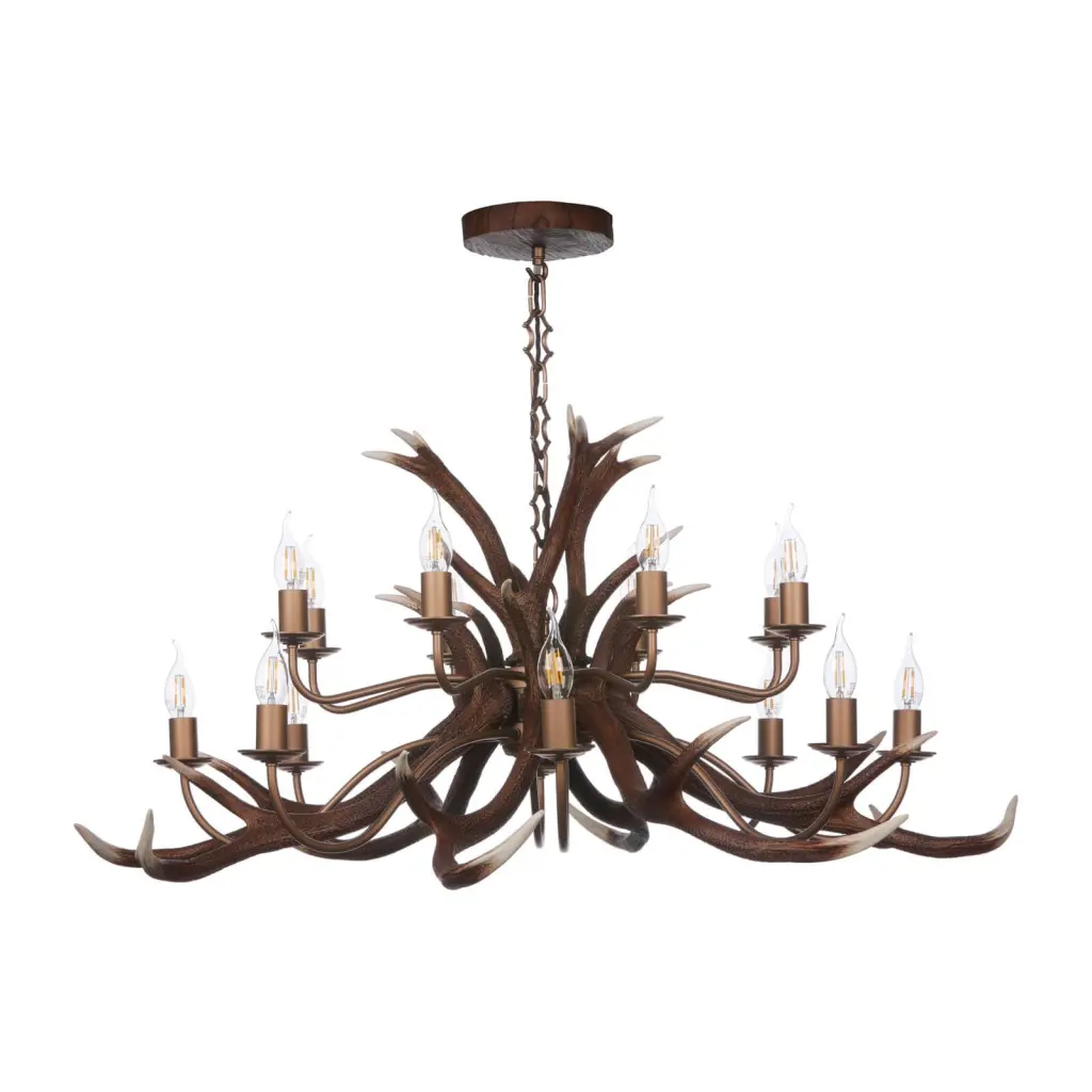 Antler 16 light Pendant in Rustic Finish