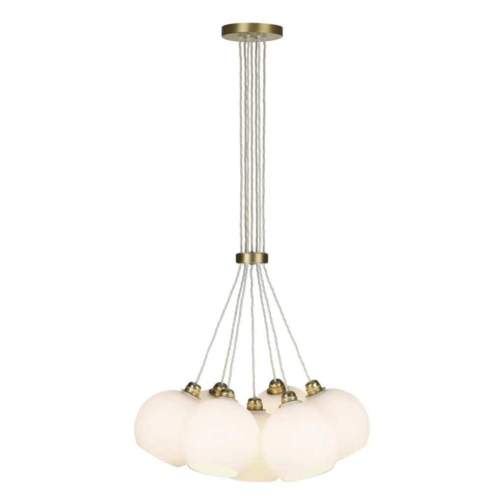 Apollo 7 Light Pendant Butter Brass with Opal Glass Shades