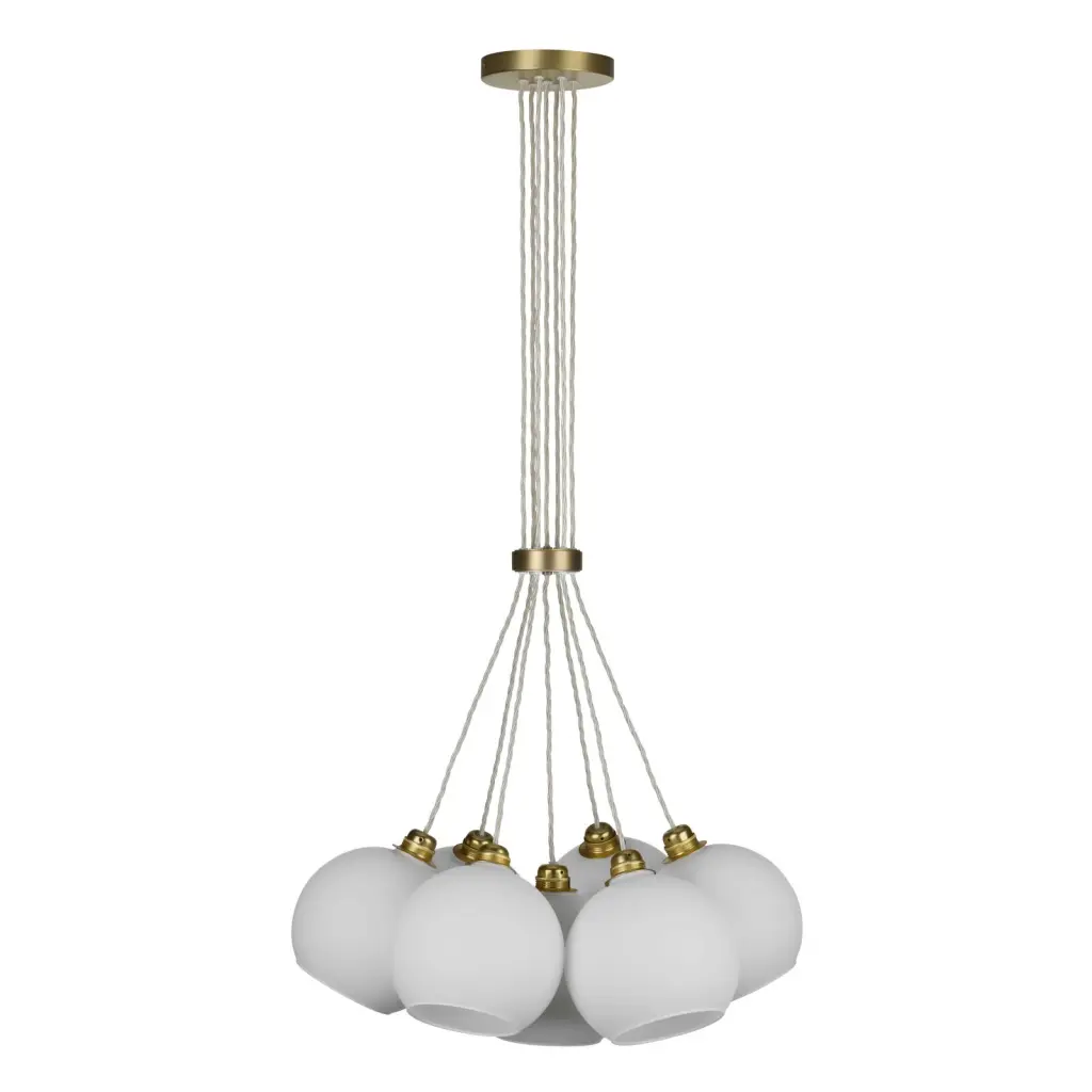 Apollo 7 Light Pendant Butter Brass with Opal Glass Shades