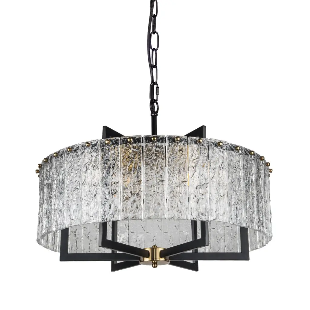 Ariana 6 Light Ceiling Pendant in Matt Black & Gold Finish