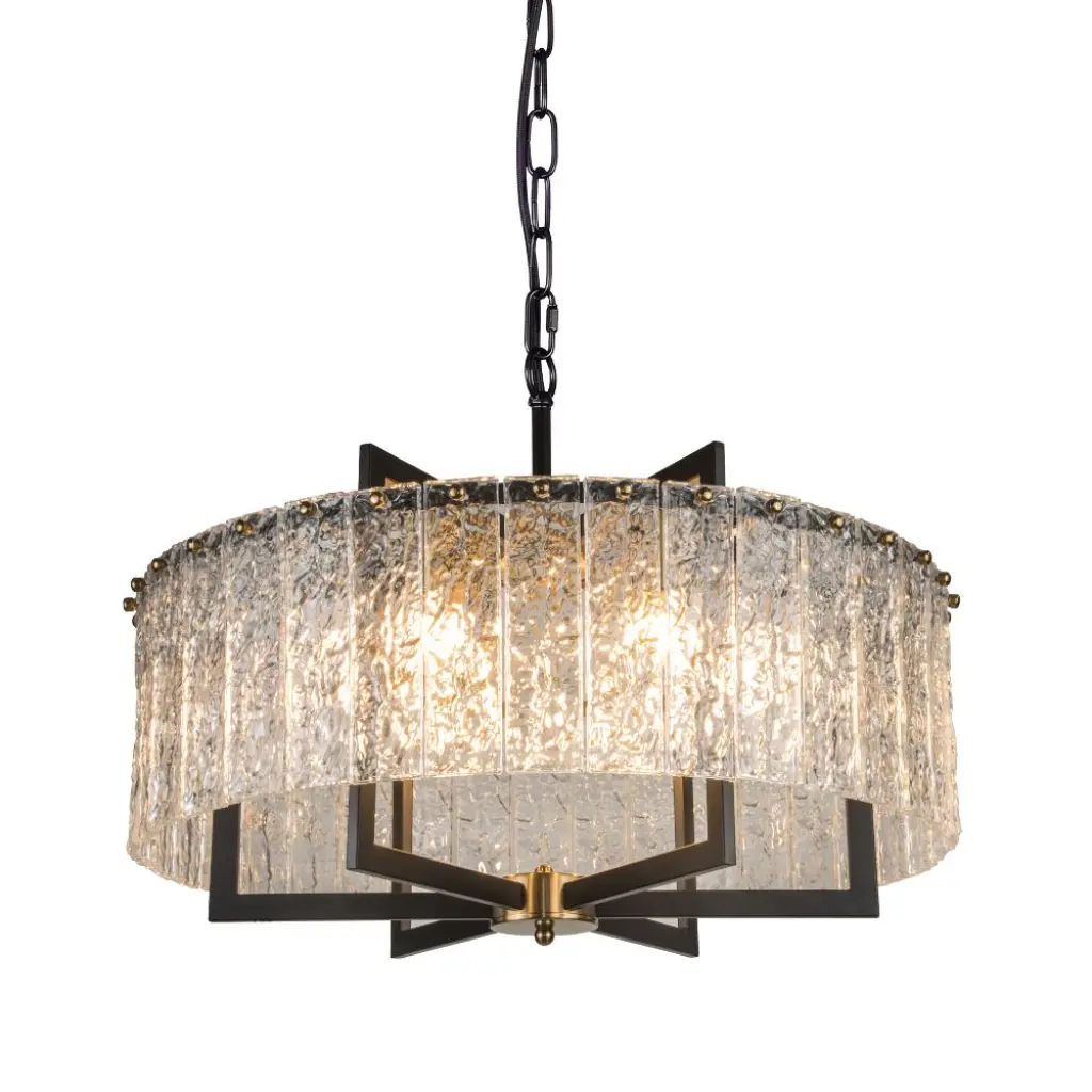 Ariana 6 Light Ceiling Pendant in Matt Black & Gold Finish