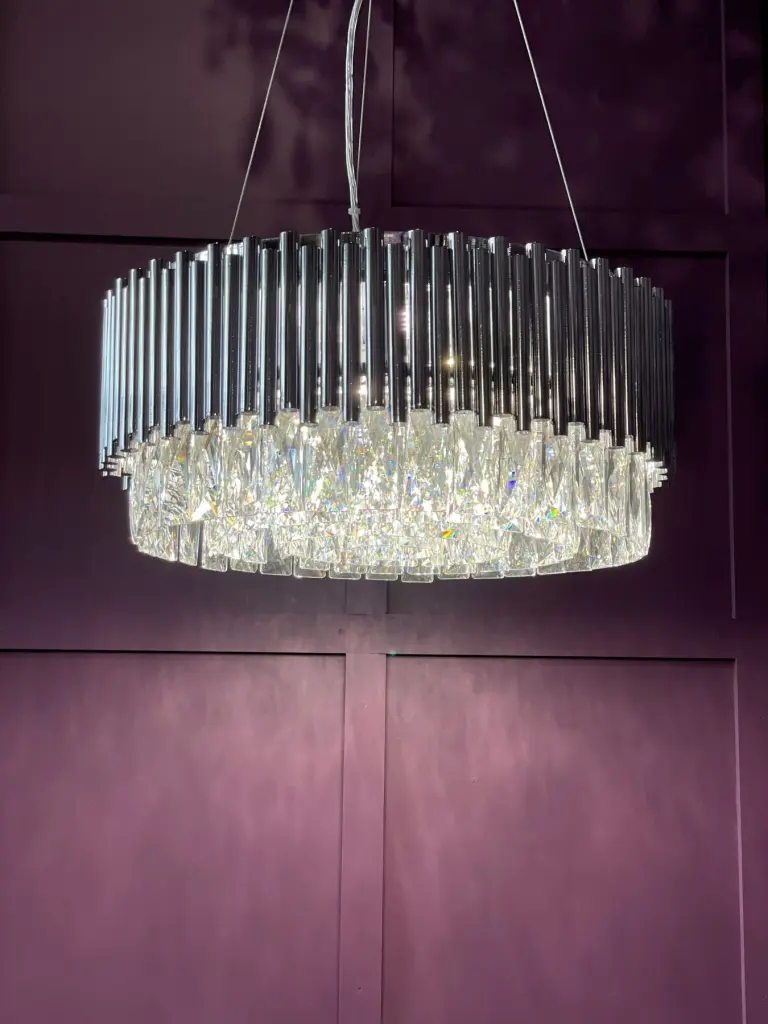 Astoria 13 Light Crystal Pendant with Polished Chrome Bars