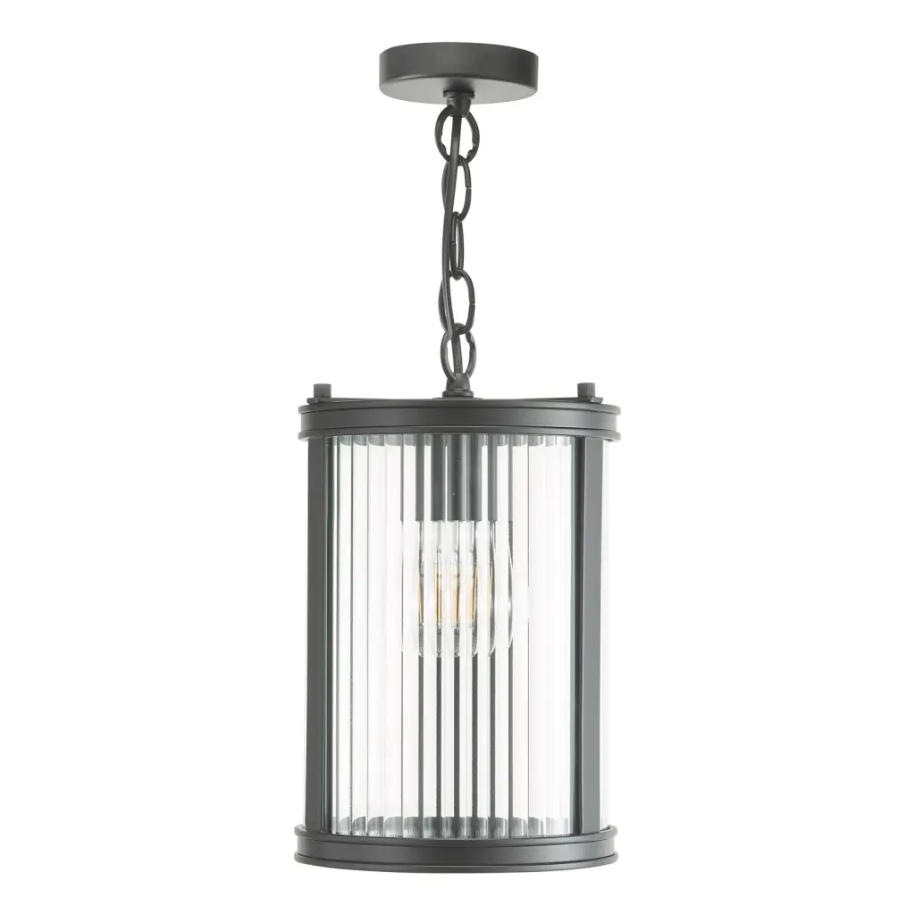 Bianka Matt Black & Ribbed Glass Single Pendant