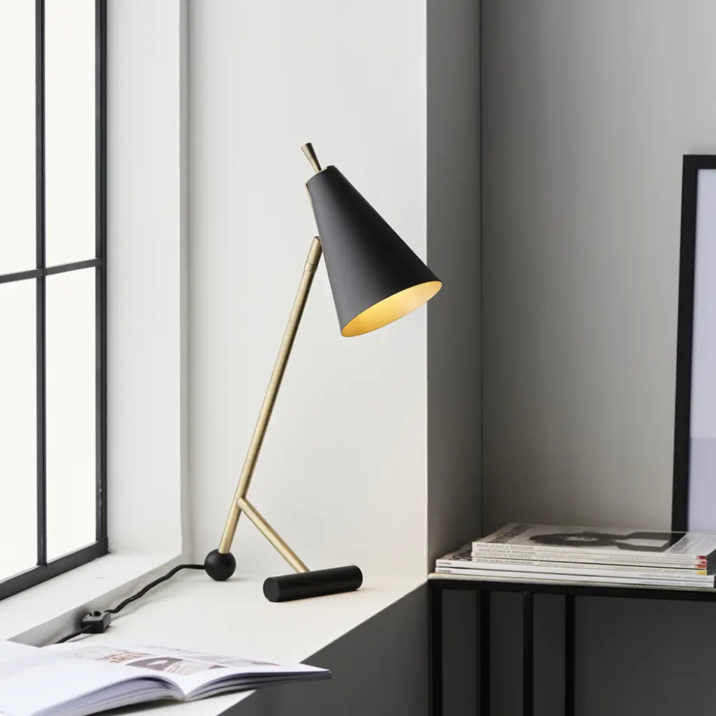 Modern Black & Antique Brass Style Task Lamp